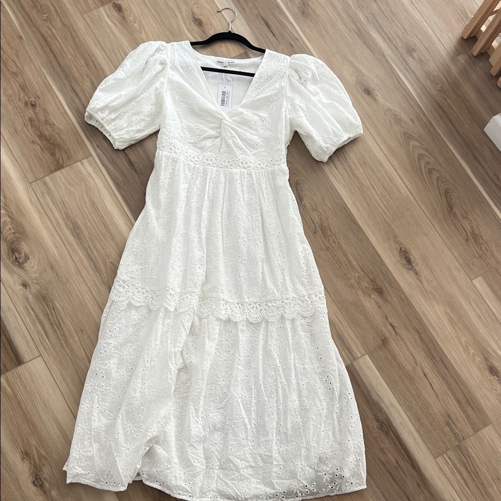 Baltic Born White Eyelet Midi Dress